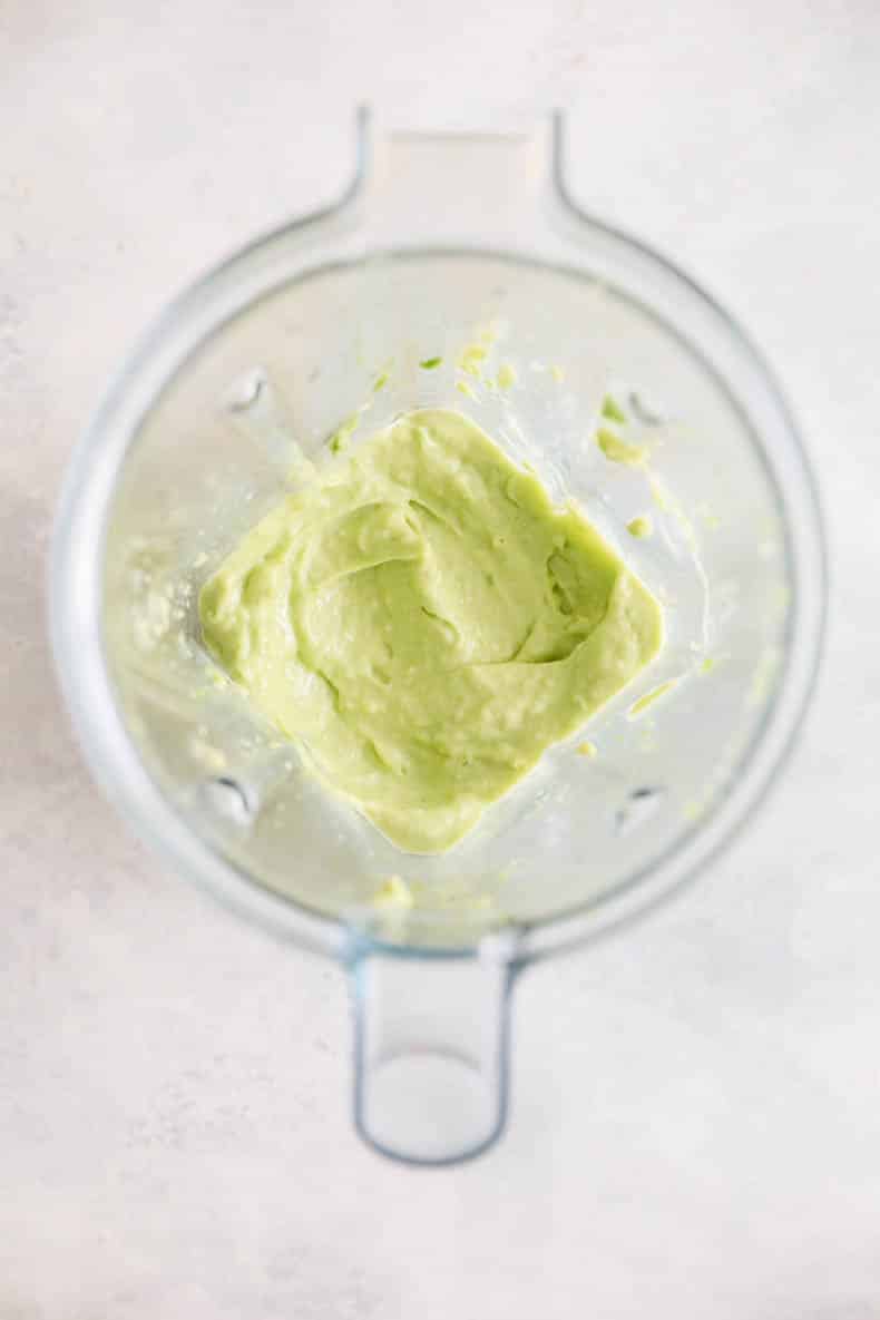avocado crema in a blender.